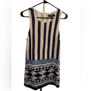 Lulus Ivory/Blue Retro Shift Dress